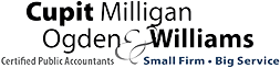 Logo: Cupit, Milligan, Ogden and Williams, Certified Public Accountants - Small Firm, Big Service 